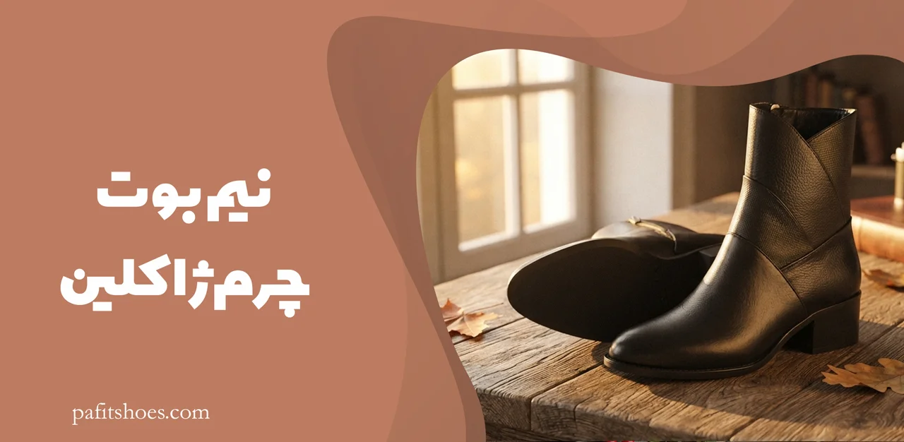 نیم بوت چرم زنانه مدل ژاکلین 1 نیم بوت چرم ژاکلین